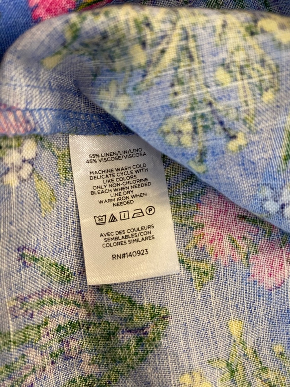 LOFT Dress Women’s 4 Petite Blue Floral Linen Summer Wedding Guest Cottagecore - Picture 6 of 11